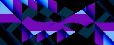 Abstract geometric pattern. Blue, purple shades create dynamic, modern design. Sharp angles, contrasting forms define visual texture.