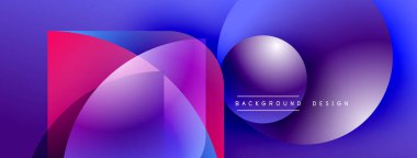 Abstract vibrant design features overlapping circles, gradients. Purple, pink hues dominate composition. Text reads background design.