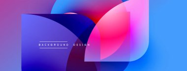 Soyut renkli şekiller çakışıyor. Gradyan renkler dinamik görsel efekt yaratır. Arka planlar ve pankartlar için modern tasarım uygun.