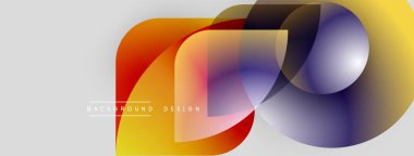 Soyut renkli şekiller çakışıyor. Gradyan renkler harmanlanarak, dinamik görsel efekt yaratır. Arka planlar için modern tasarım ögesi.