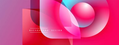 Abstract vibrant design. Overlapping shapes create dynamic composition. Pink, blue hues dominate visual space. Modern aesthetic.