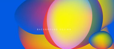 Soyut renkli örtüşen daireler canlı bir zemin oluşturur. Gradyan renkler harmanlanır ve dinamik görsel kompozisyon oluşturur. Modern tasarım ögesi.