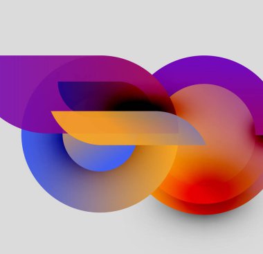 Abstract colorful shapes overlap, creating infinity symbol illusion. Gradient hues blend smoothly, modern design element.