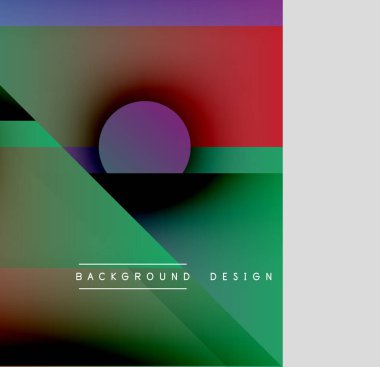 Abstract geometric composition. Overlapping shapes, vibrant colors, modern design elements. Minimalist aesthetic, gradient effects present.