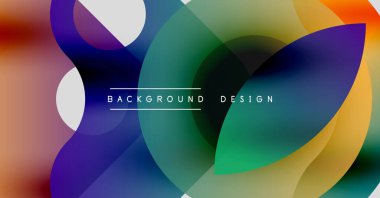 Soyut renkli şekiller çakışıyor. Gradyan renkler harmanlanarak, dinamik görsel efekt yaratır. Metin arka plan tasarımı okur. Modern estetik.