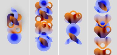 Abstract composition featuring overlapping circles, blue and orange hues. Minimalist design, soft gradients, modern aesthetic.