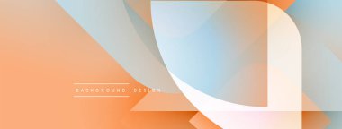 Abstract geometric shapes overlap, creating soft gradients. Peach, blue hues dominate design. Minimal text reads background design.