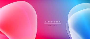 Abstract fluid shapes, vibrant colors blend. Pink, purple, blue gradients create modern background design. Minimalist text present.