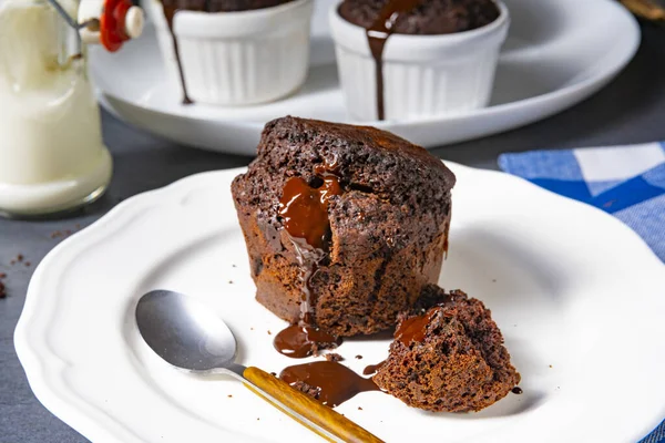 Deliciosos Muffins Chocolate Com Chips Chocolate — Fotografia de Stock