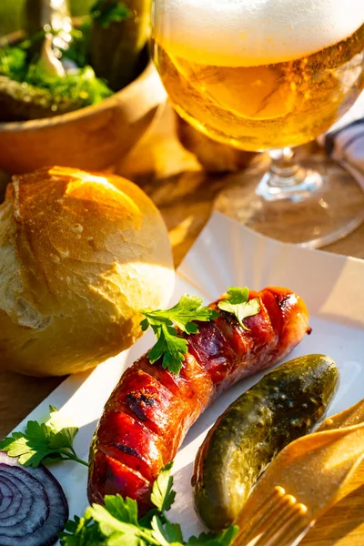 Grilled Sausage Pickles — ストック写真