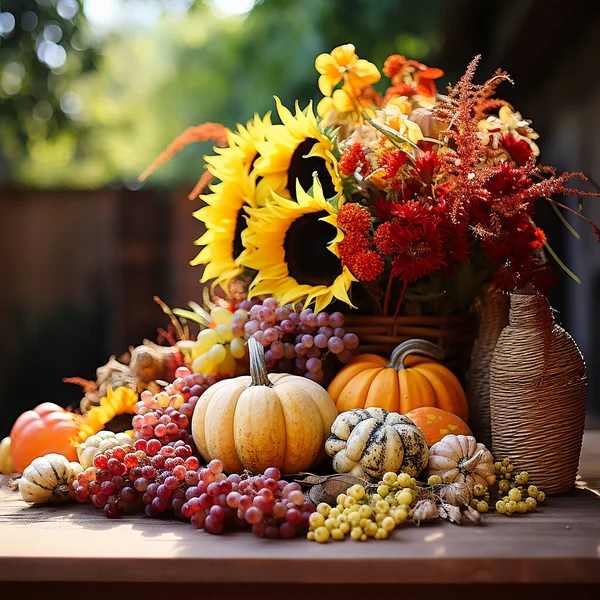 Beautiful Autumnal Cornucopia Generativ Stock Photo