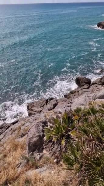 Province Castellon Rocks Turquoise Sea Waves Favorite Place Active Walks — Stock Video