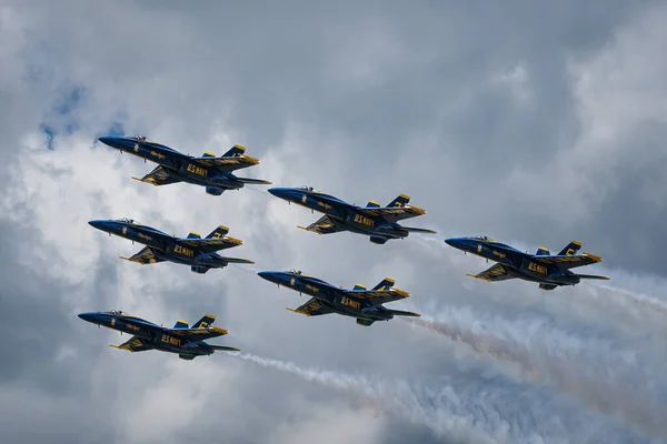 Montgomery Usa Juni 2023 Navy 18Es Blue Angels Skvadronen Prestanda Royaltyfria Stockfoton