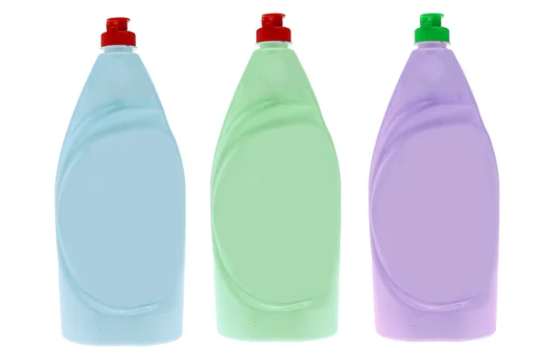 Set Colorful Plastic Bottles Isolated White Background — Stock Photo, Image