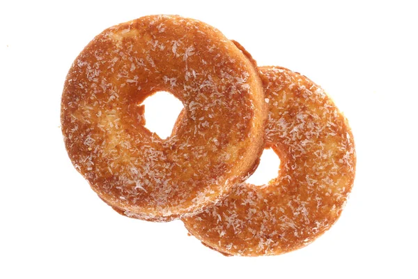 Donuts Con Salpicaduras Blancas Aisladas Sobre Fondo Blanco — Foto de Stock