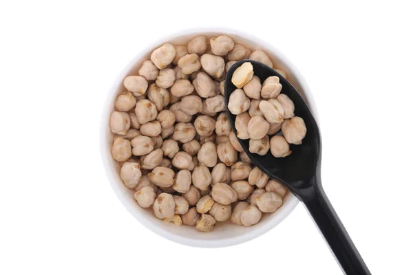 Kacang Arab Kering Pada Latar Belakang Putih Konsep Makanan Sehat — Stok Foto