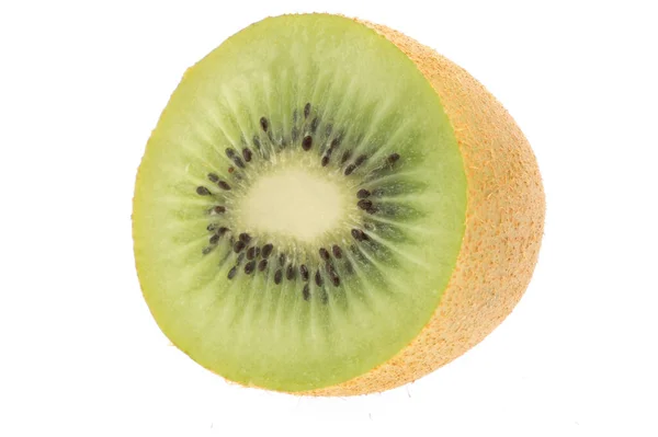Närbild Kiwi Frukt Och Skiva Kiwi Isolerad Vit Bakgrund — Stockfoto