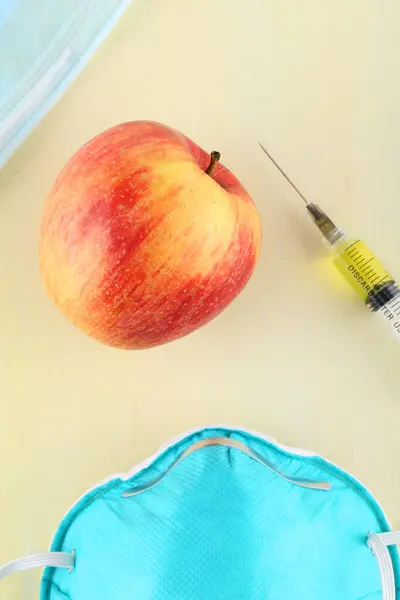 Additifs Chimiques Dans Les Aliments Concept Fruit Génétiquement Modifié Pomme — Photo