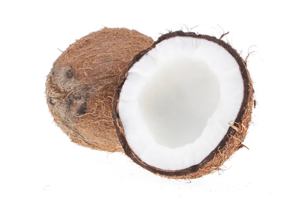 Frische Rohe Kokosnüsse Isoliert Auf Weißem Hintergrund — Stockfoto