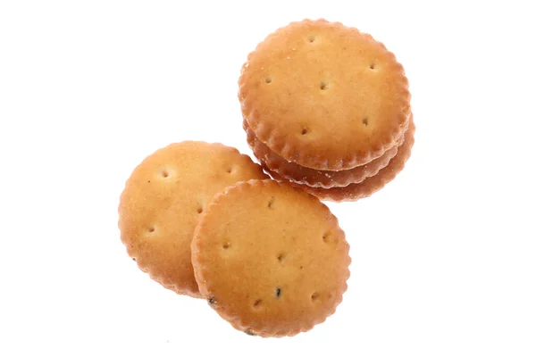 Choklad Chip Och Saltad Cookie Isolerad Vit Bakgrund — Stockfoto