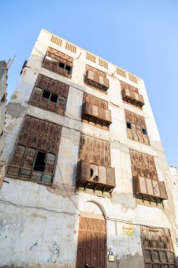 Suudi Arabistan 'ın Jeddah şehrinde tarihi Jeddah olarak bilinir. UNESCO 'nun dünya mirası tarihi köyü Al Balad' daki antik bina.