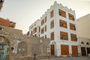 Suudi Arabistan 'ın Jeddah şehrinde tarihi Jeddah olarak bilinir. UNESCO 'nun dünya mirası tarihi köyü Al Balad' daki antik bina.