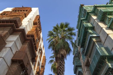 Suudi Arabistan 'ın Jeddah şehrinde tarihi Jeddah olarak bilinir. UNESCO 'nun dünya mirası tarihi köyü Al Balad' daki antik bina.