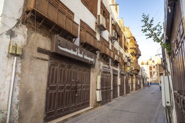  Suudi Arabistan 'ın Jeddah şehrinde 16 Şubat 2019 Eski şehir Jeddah Suudi Arabistan' da Tarihi Jeddah olarak bilinir. Jeddah Balad Suudi Arabistan 'da sokak manzarası 
