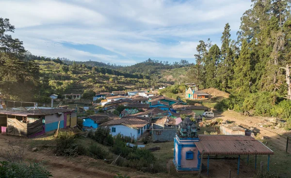 Kilátás Nyílik Egy Falu Házak Fák Háttérben Kolumbia — Stock Fotó