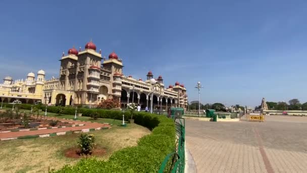 Pałac Mysore Otoczony Ogrodem Mysore — Wideo stockowe