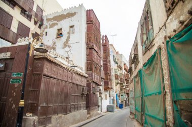  Suudi Arabistan 'ın Jeddah şehrinde 16 Şubat 2019 Eski şehir Jeddah Suudi Arabistan' da Tarihi Jeddah olarak bilinir. Jeddah Balad Suudi Arabistan 'da sokak manzarası 