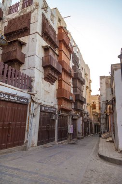  Suudi Arabistan 'ın Jeddah şehrinde 16 Şubat 2019 Eski şehir Jeddah Suudi Arabistan' da Tarihi Jeddah olarak bilinir. Jeddah Balad Suudi Arabistan 'da sokak manzarası 