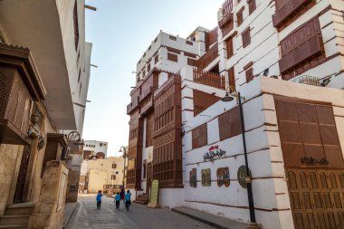  Suudi Arabistan 'ın Jeddah şehrinde 16 Şubat 2019 Eski şehir Jeddah Suudi Arabistan' da Tarihi Jeddah olarak bilinir. Jeddah Balad Suudi Arabistan 'da sokak manzarası 