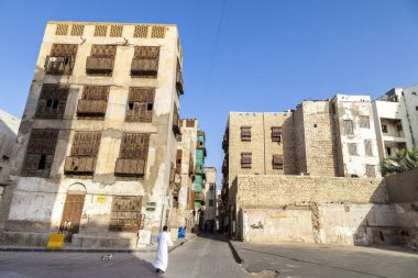 Suudi Arabistan 'ın Jeddah şehrinde tarihi Jeddah olarak bilinir. UNESCO 'nun dünya mirası tarihi köyü Al Balad' daki antik bina.