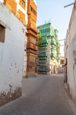  Suudi Arabistan 'ın Jeddah şehrinde 16 Şubat 2019 Eski şehir Jeddah Suudi Arabistan' da Tarihi Jeddah olarak bilinir. Jeddah Balad Suudi Arabistan 'da sokak manzarası 