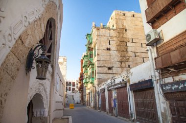  Suudi Arabistan 'ın Jeddah şehrinde 16 Şubat 2019 Eski şehir Jeddah Suudi Arabistan' da Tarihi Jeddah olarak bilinir. Jeddah Balad Suudi Arabistan 'da sokak manzarası 