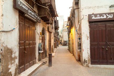  Suudi Arabistan 'ın Jeddah şehrinde 16 Şubat 2019 Eski şehir Jeddah Suudi Arabistan' da Tarihi Jeddah olarak bilinir. Jeddah Balad Suudi Arabistan 'da sokak manzarası 