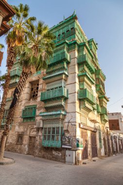 Suudi Arabistan 'ın Jeddah şehrinde tarihi Jeddah olarak bilinir. UNESCO 'nun dünya mirası tarihi köyü Al Balad' daki antik bina.