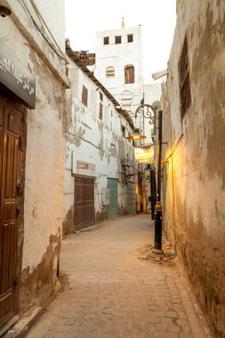  Suudi Arabistan 'ın Jeddah şehrinde 16 Şubat 2019 Eski şehir Jeddah Suudi Arabistan' da Tarihi Jeddah olarak bilinir. Jeddah Balad Suudi Arabistan 'da sokak manzarası 