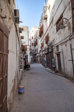  Suudi Arabistan 'ın Jeddah şehrinde 16 Şubat 2019 Eski şehir Jeddah Suudi Arabistan' da Tarihi Jeddah olarak bilinir. Jeddah Balad Suudi Arabistan 'da sokak manzarası 