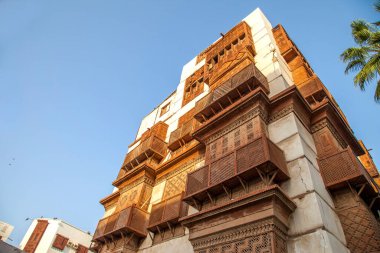 Suudi Arabistan 'ın Jeddah şehrinde tarihi Jeddah olarak bilinir. UNESCO 'nun dünya mirası tarihi köyü Al Balad' daki antik bina.