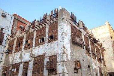 Suudi Arabistan 'ın Jeddah şehrinde tarihi Jeddah olarak bilinir. UNESCO 'nun dünya mirası tarihi köyü Al Balad' daki antik bina.