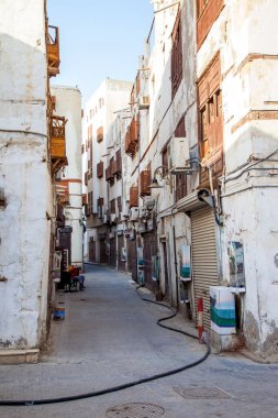  Suudi Arabistan 'ın Jeddah şehrinde 16 Şubat 2019 Eski şehir Jeddah Suudi Arabistan' da Tarihi Jeddah olarak bilinir. Jeddah Balad Suudi Arabistan 'da sokak manzarası 