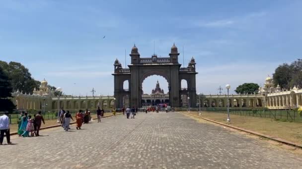 Mysore Palace Omgivet Trädgård Mysore — Stockvideo