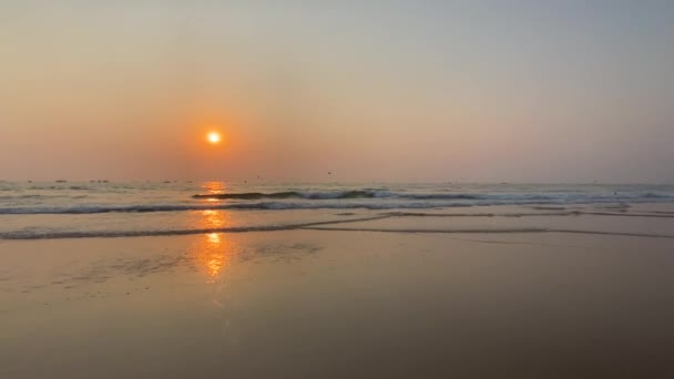 Anjuna Beach Goa Indie Let Nad Písečnou Pláží Hodiny Před — Stock video