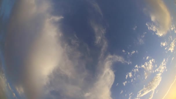 在热带夏季或春季阳光明媚的早晨 白色的卷云在地平线上缓缓移动 变成了天使和翅膀的形成 — 图库视频影像