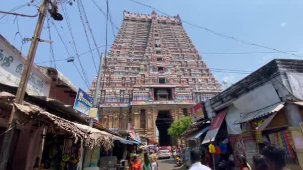 Tiruchirappalli Tamil Nadu Índia Março 2022 Rajagopuram Principal Porta Entrada — Vídeo de Stock