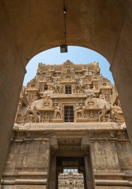 Brihadeeswara Tapınağı veya Thanjavur 'daki Büyük Tapınak, UNESCO Dünya Mirası Alanı Tamil Nadu Hindistan.