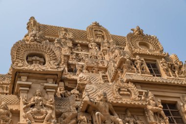 Brihadeeswara Tapınağı veya Thanjavur 'daki Büyük Tapınak, UNESCO Dünya Mirası Alanı Tamil Nadu Hindistan.