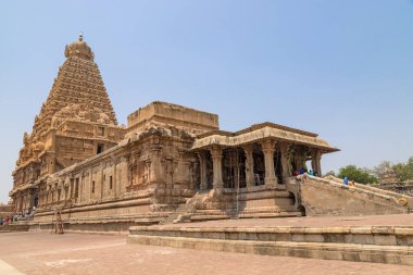 Brihadeeswara Tapınağı veya Thanjavur 'daki Büyük Tapınak, UNESCO Dünya Mirası Alanı Tamil Nadu Hindistan.